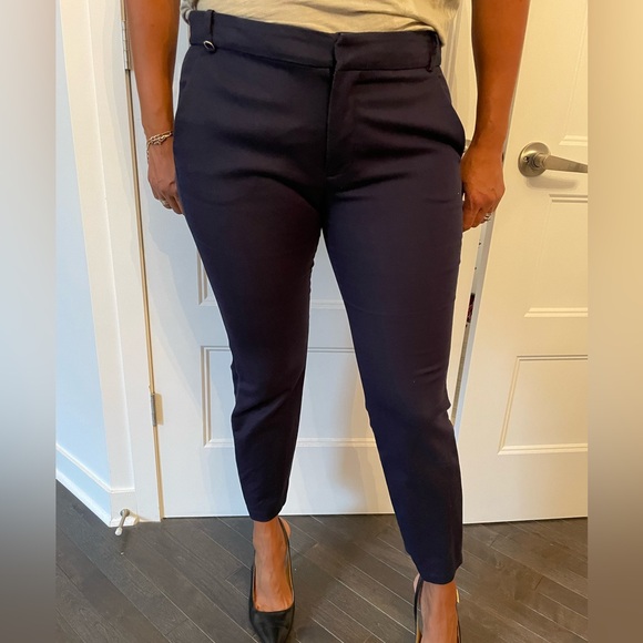 Zara cotton women’s trouser un navy size 42 or 10 - Picture 2 of 5